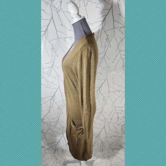 Blacky Dress Berlin Gold Knit Long Cardigan w/ Metallic Chainlink - Picture 2 of 4